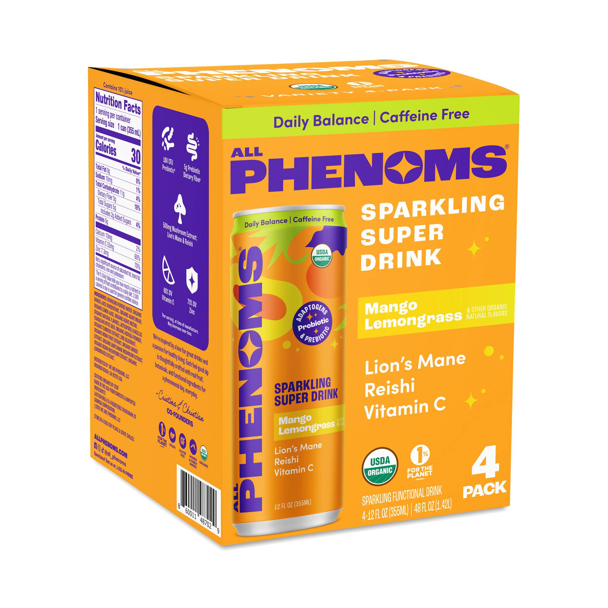 Daily Balance Sparkling Super Drink, Mango Lemongrass