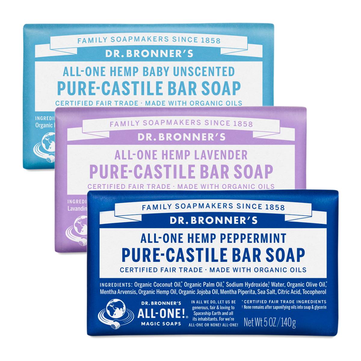 Bar Soap Bundle (Lavender, Peppermint, and Unscented)