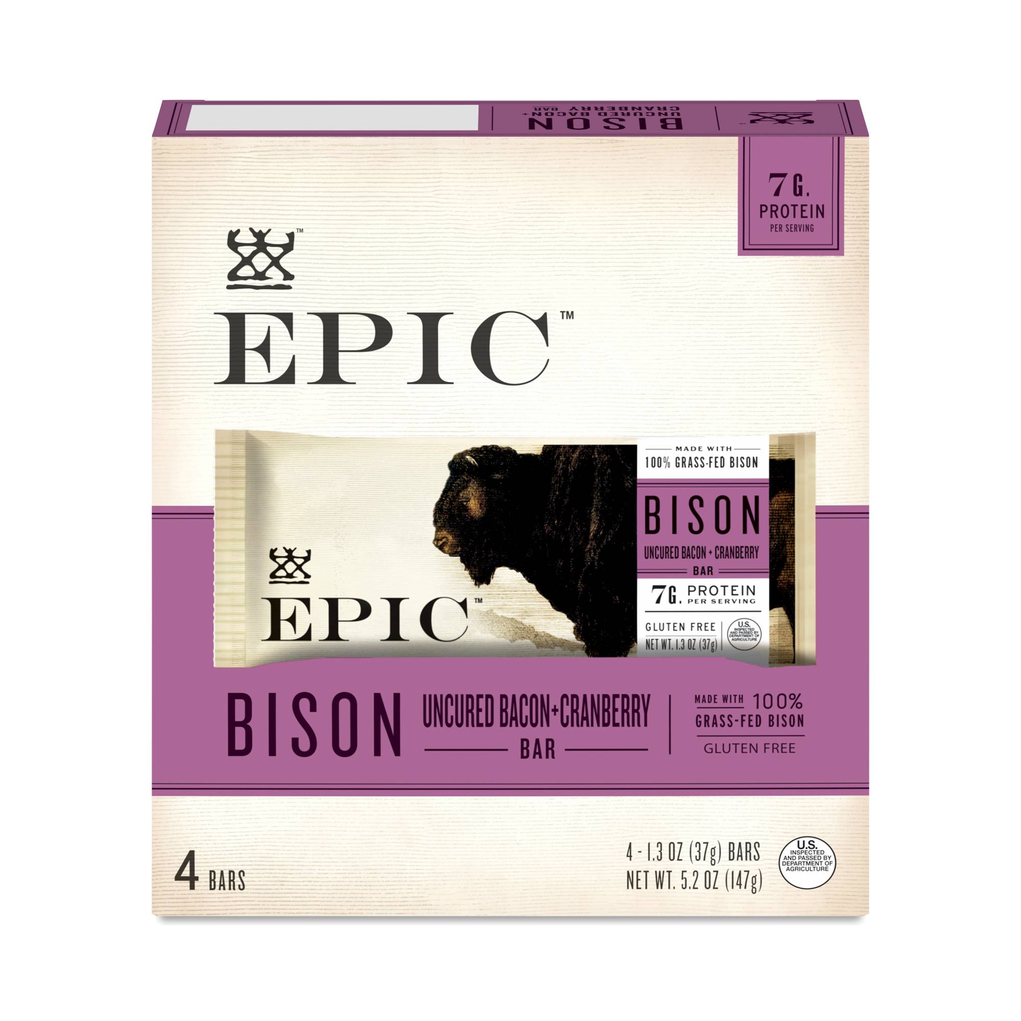 Bison Bars, Uncured Bacon & Cranberry