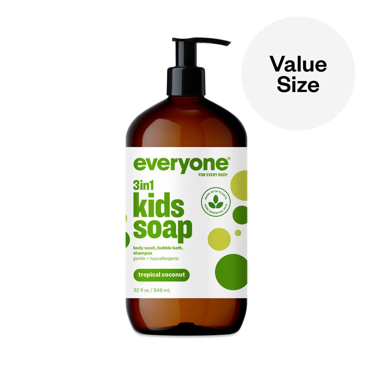 3-in-1 Soap, Shampoo, Body Wash, & Bubble Bath for Kids, Tropical Coconut