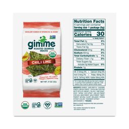 Organic Roasted Seaweed, Chili Lime, Snack Pack