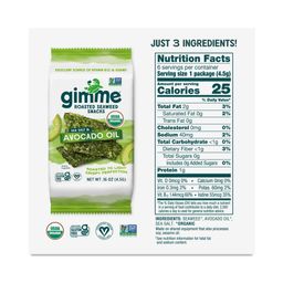 Organic Roasted Seaweed, Sea Salt & Avocado Oil, Snack Pack