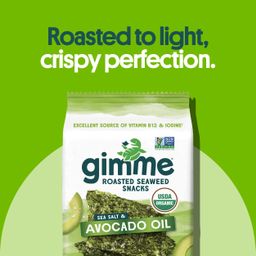 Organic Roasted Seaweed, Sea Salt & Avocado Oil, Snack Pack