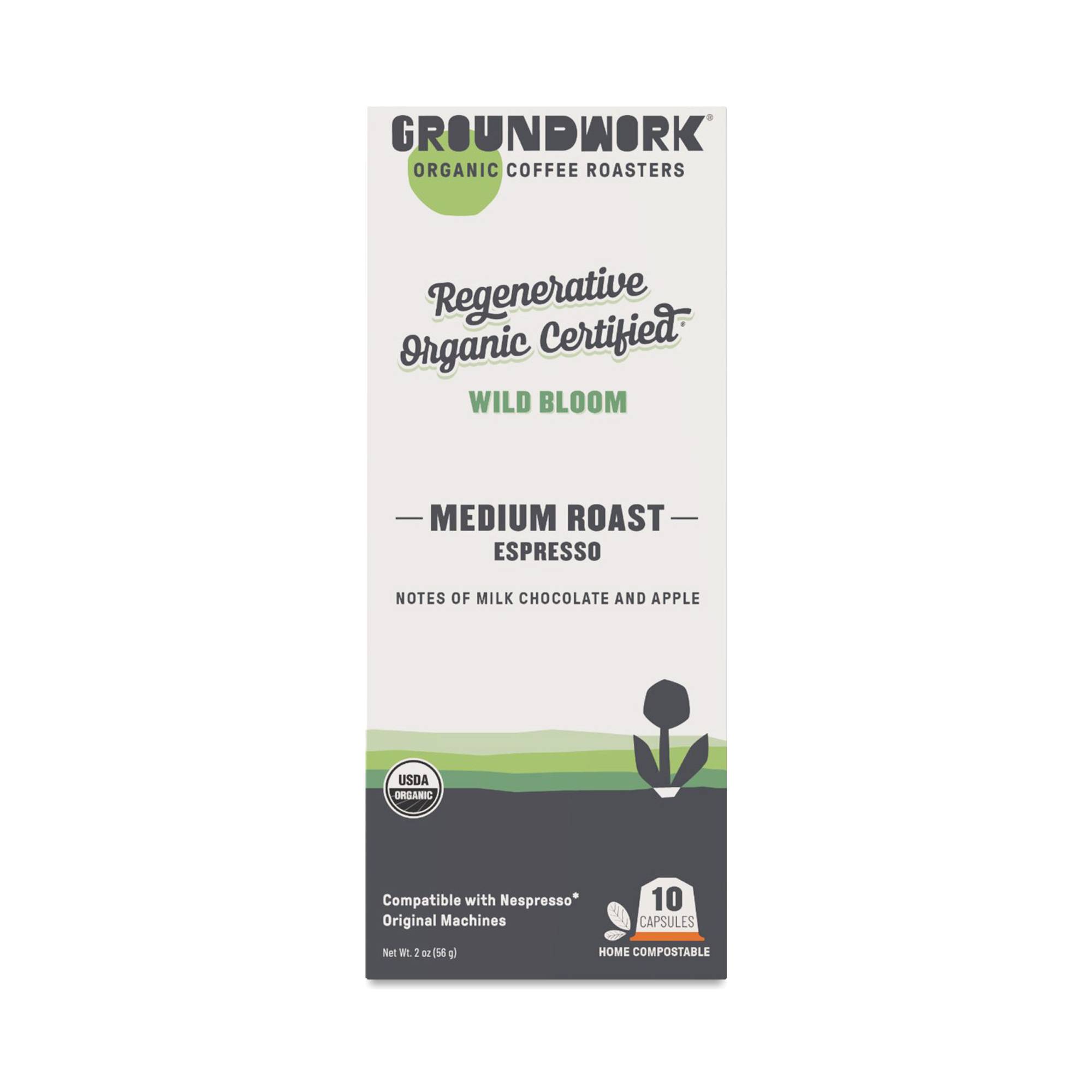 Home Compostable Regenerative Organic Espresso Capsules, Wild Bloom Medium Roast