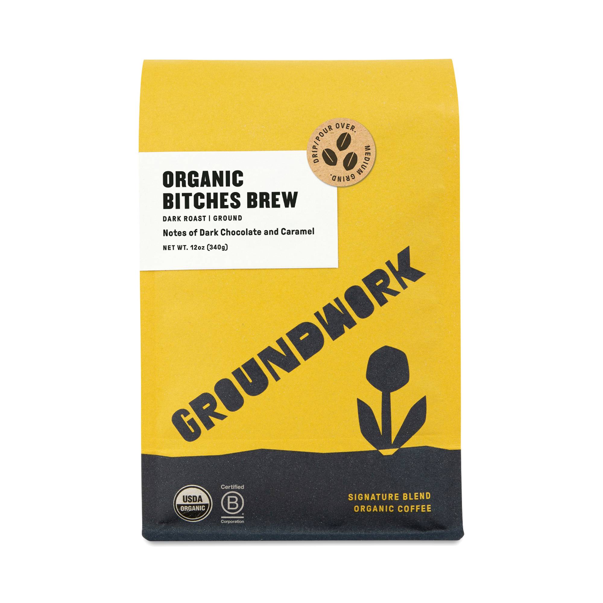 Organic Ground Coffee, Bitches Brew Dark Roast