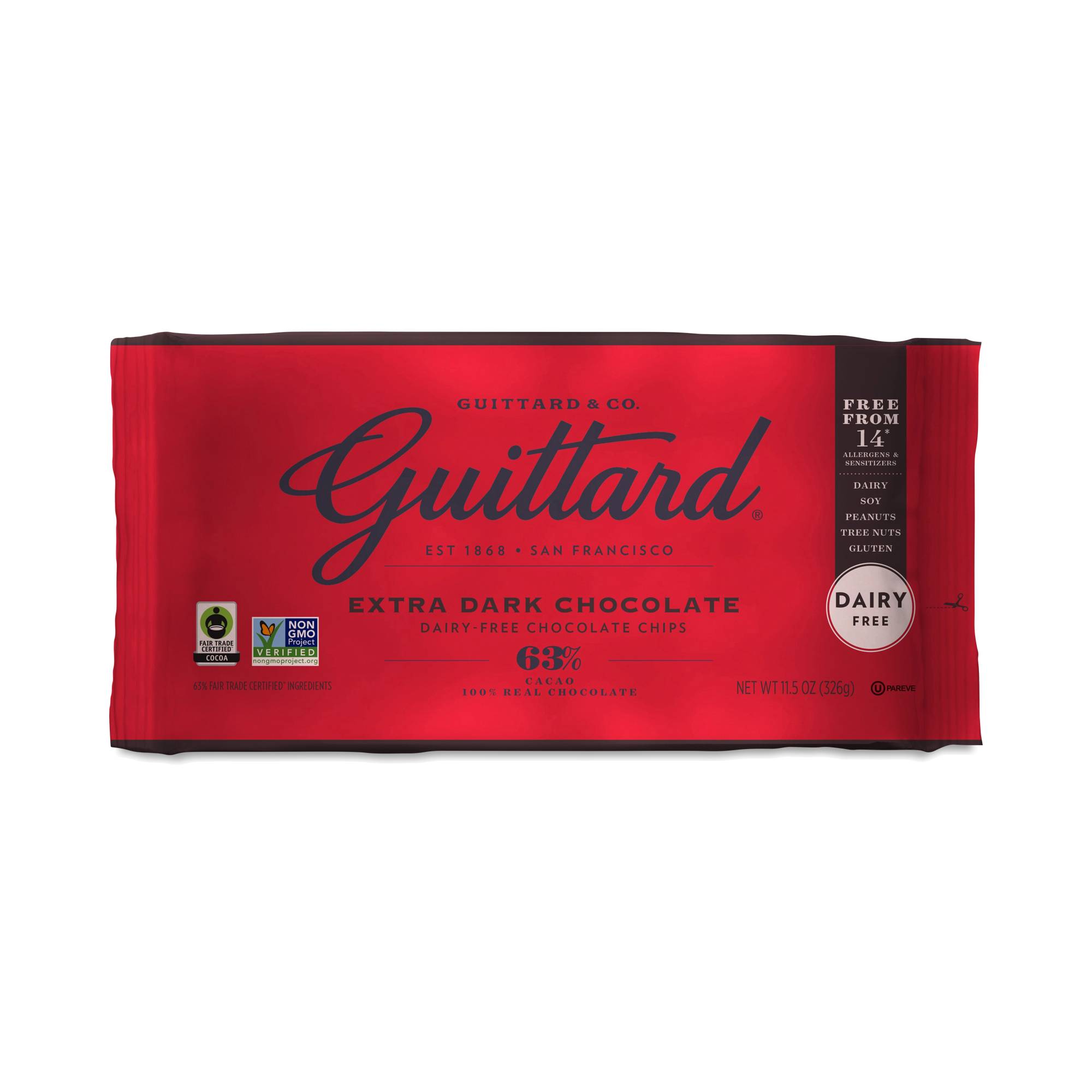 Dairy-Free Chocolate Chips, Extra Dark Chocolate, 63% Cacao