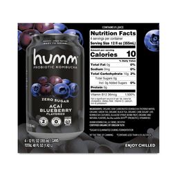 Zero Sugar Probiotic Kombucha, Acai Blueberry