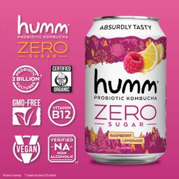 Zero Sugar Probiotic Kombucha, Raspberry Lemonade