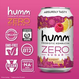 Zero Sugar Probiotic Kombucha, Raspberry Lemonade