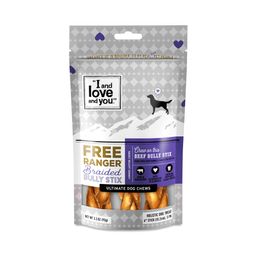Free Ranger Braided Beef Bully Stix Dog Chew Treats