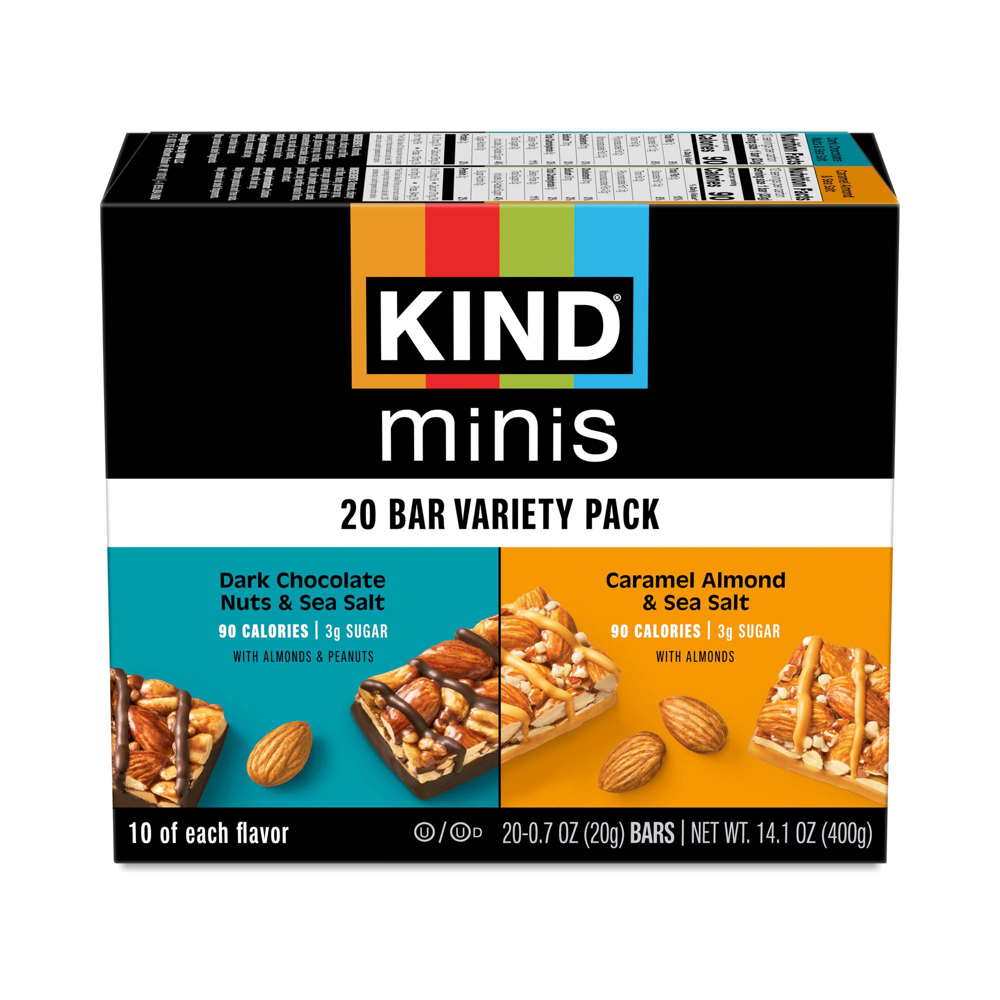 Mini Bars, Dark Chocolate Nuts & Sea Salt, Caramel Almond & Sea Salt