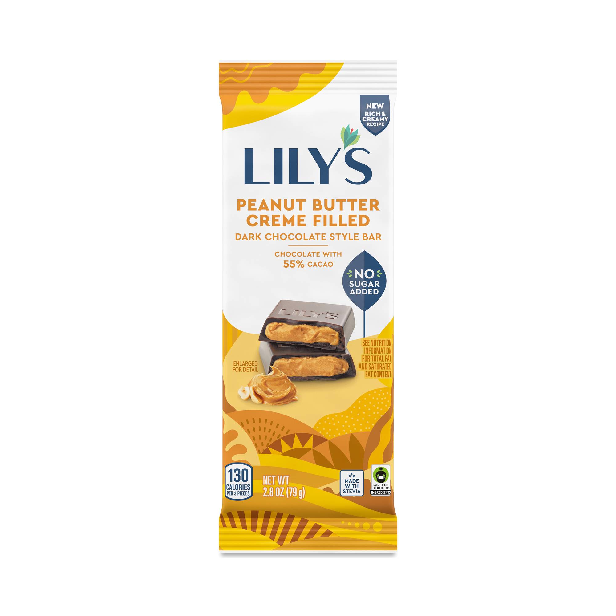 Peanut Butter Creme Filled Dark Chocolate Style Bar, 55% Cacao
