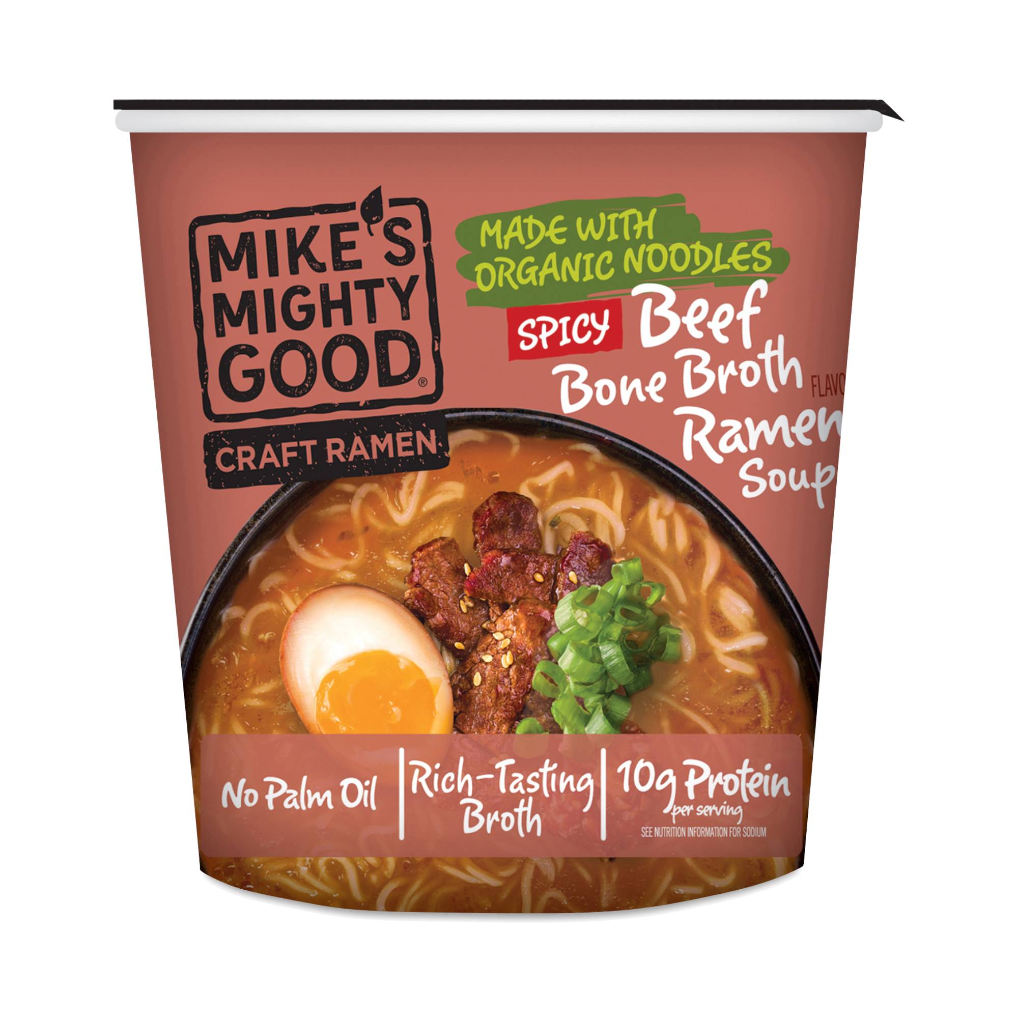 Ramen Soup Cup Made with Organic Noodles, Spicy Beef Bone Broth