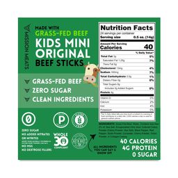 Kids Grass-Fed Beef Sticks, Tasty Original, Value Pack