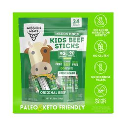 Kids Grass-Fed Beef Sticks, Tasty Original, Value Pack