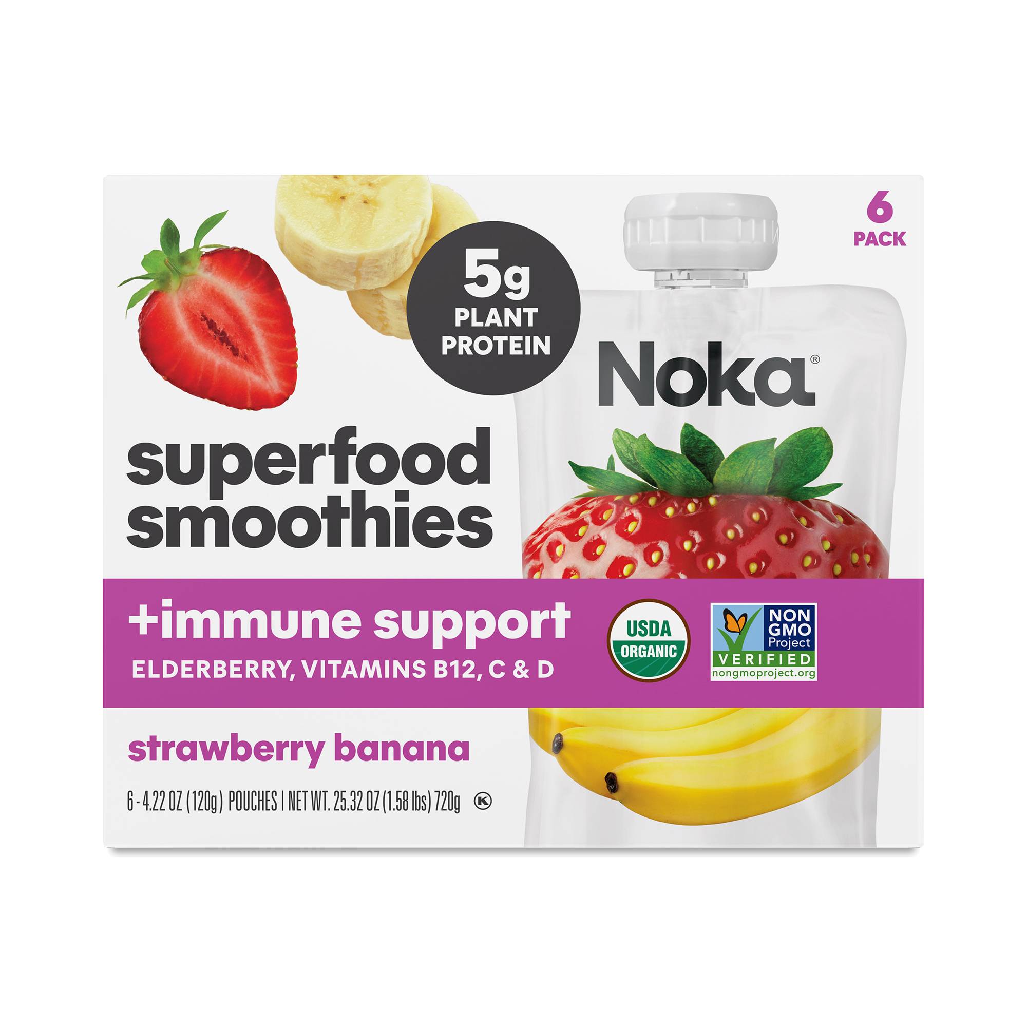 Organic Superfood Smoothie, Immunity Boost Strawberry Banana