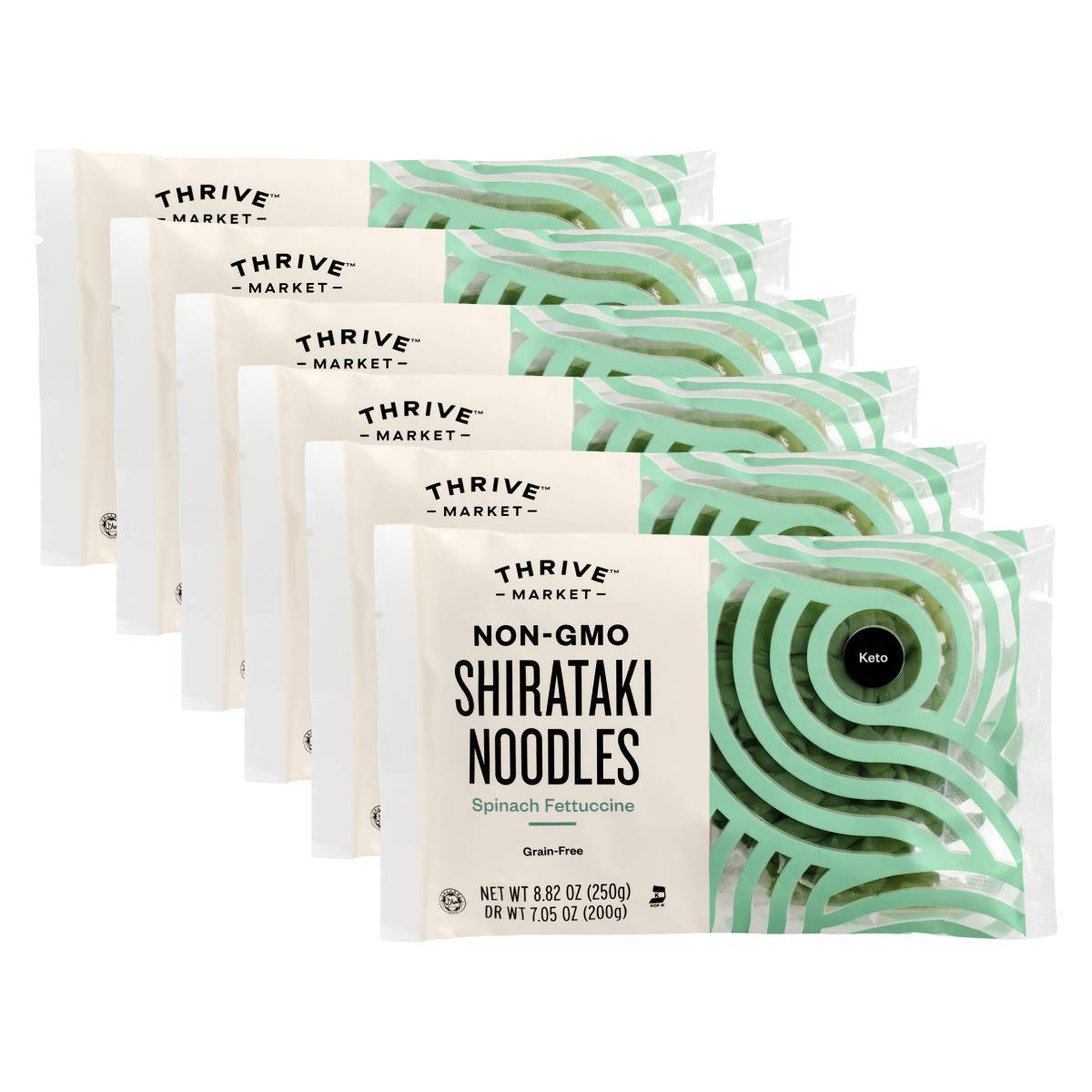 Non-GMO Shirataki Noodles, Spinach Fettuccine 6 Pack