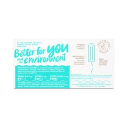 Organic Cotton Non-applicator Tampons, Super
