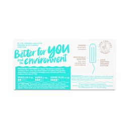 Organic Cotton Non-applicator Tampons, Super