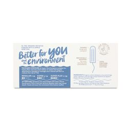 Organic Cotton Non-applicator Tampons, Super Plus
