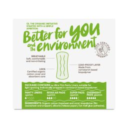 Organic Cotton Pantyliners, Ultra Thin