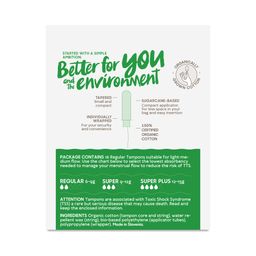 Organic Cotton Tampons with BioCompact Applicator, Regular