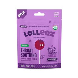 Lolleez Organic Throat Soothing Pops for Kids, Mixed Berry