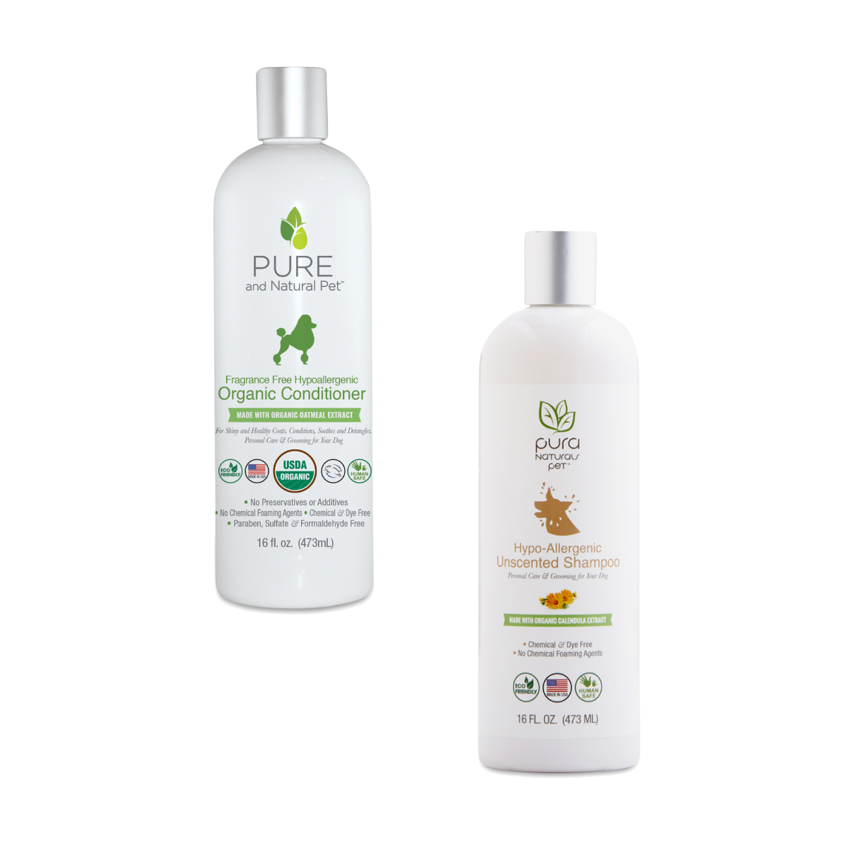 Pure and Natural Pet Hypoallergenic Shampoo & Conditioner Bundle