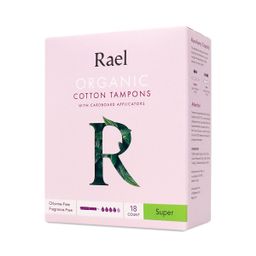 Organic Cotton Tampons with Cardboard Applicators, Super