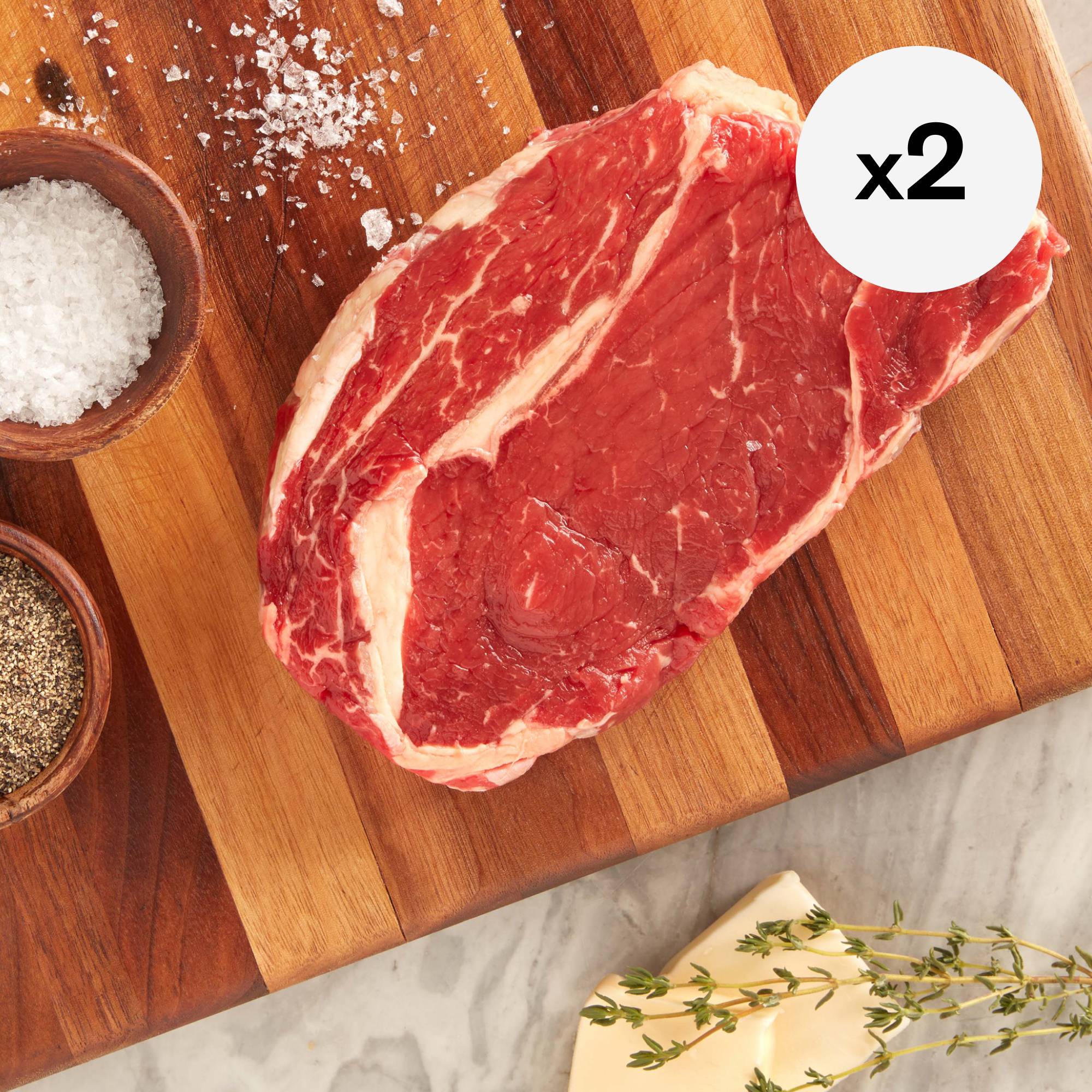 Grass-Fed Organic Boneless Beef Ribeye Steak, 2 Pack