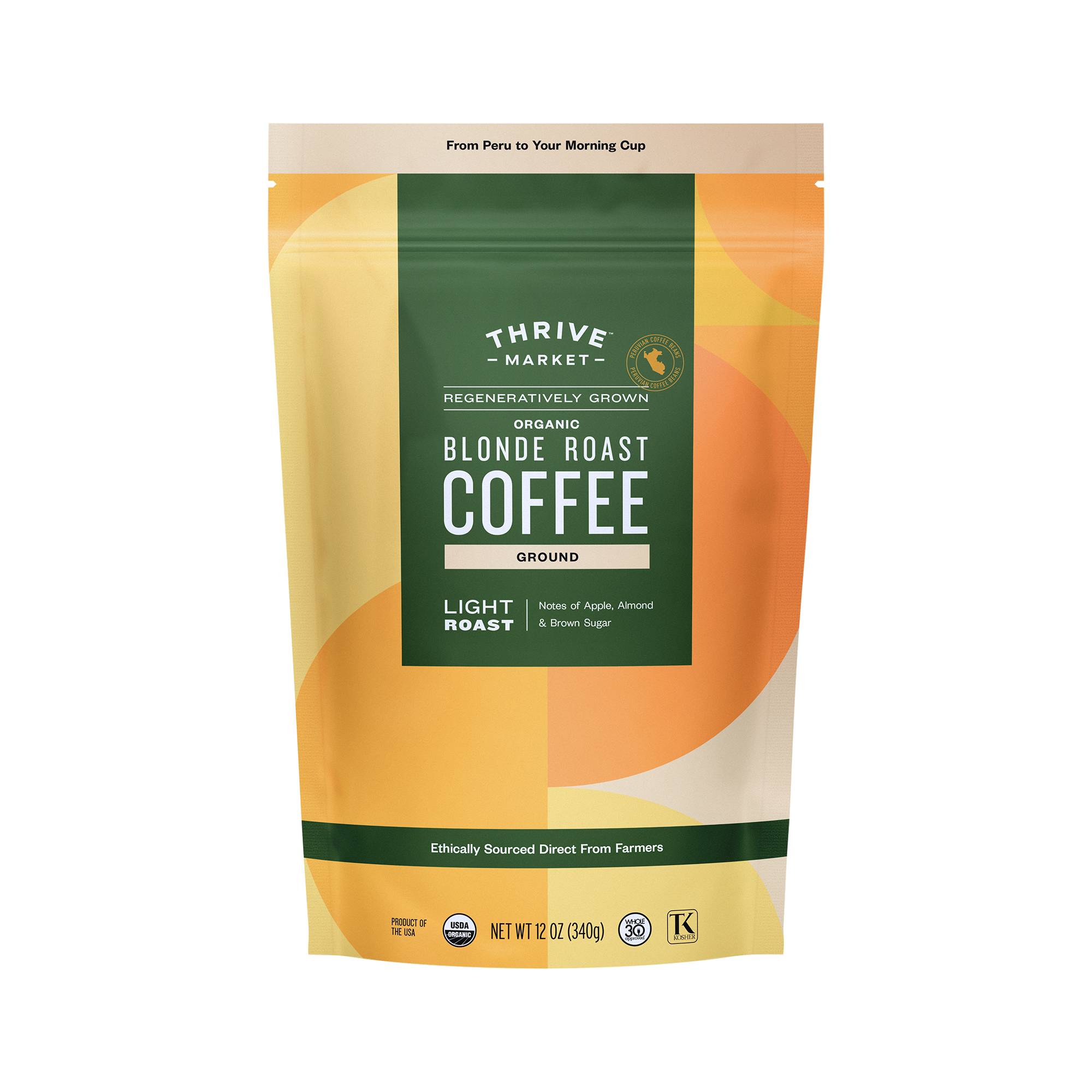 Blonde Roast Coffee, Regeneratively Grown Organic, Ground