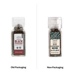 Organic Black Peppercorns Grinder, Whole