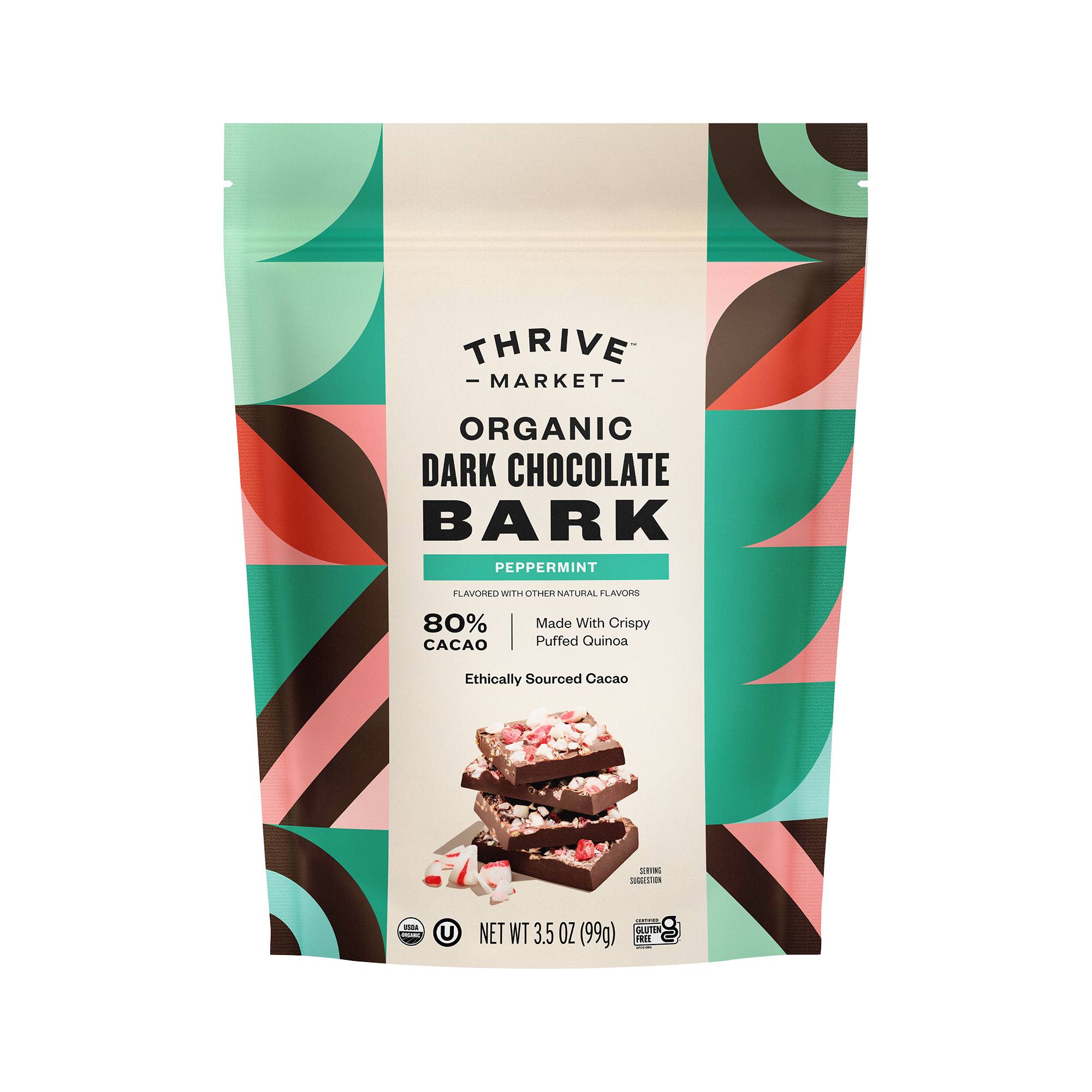 Organic Dark Chocolate Bark, Peppermint