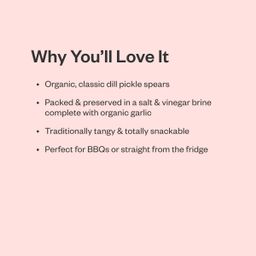 Organic Kosher Dill Pickles, Spears