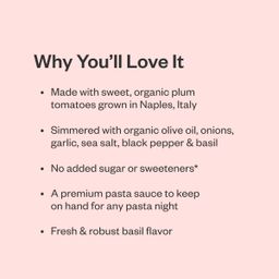 Organic Pasta Sauce, Tomato Basil