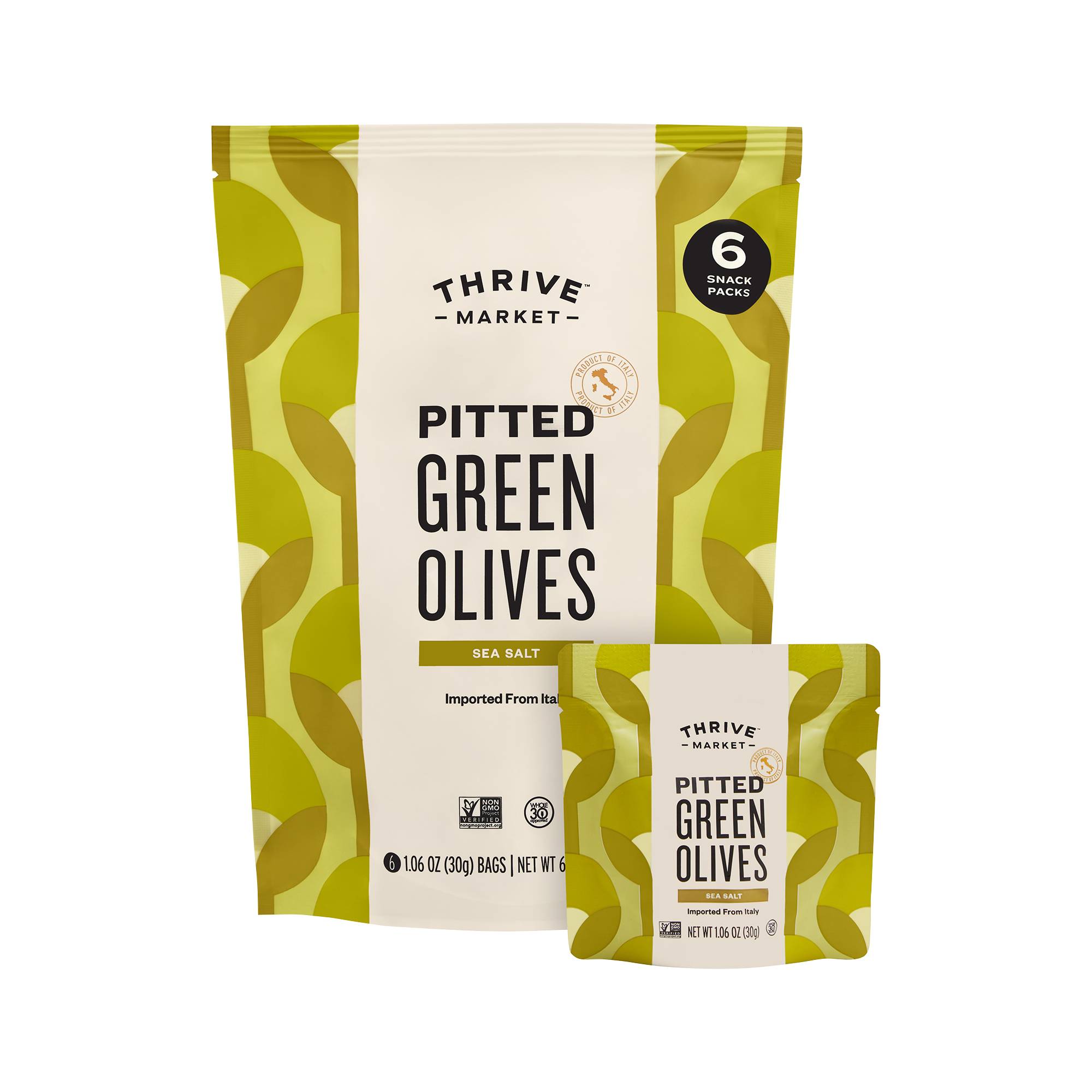 Pitted Green Olives, Snack Packs