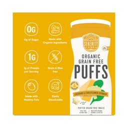 Organic Grain Free Puffs, Grass Fed Cheddar & Cauliflower Spinach