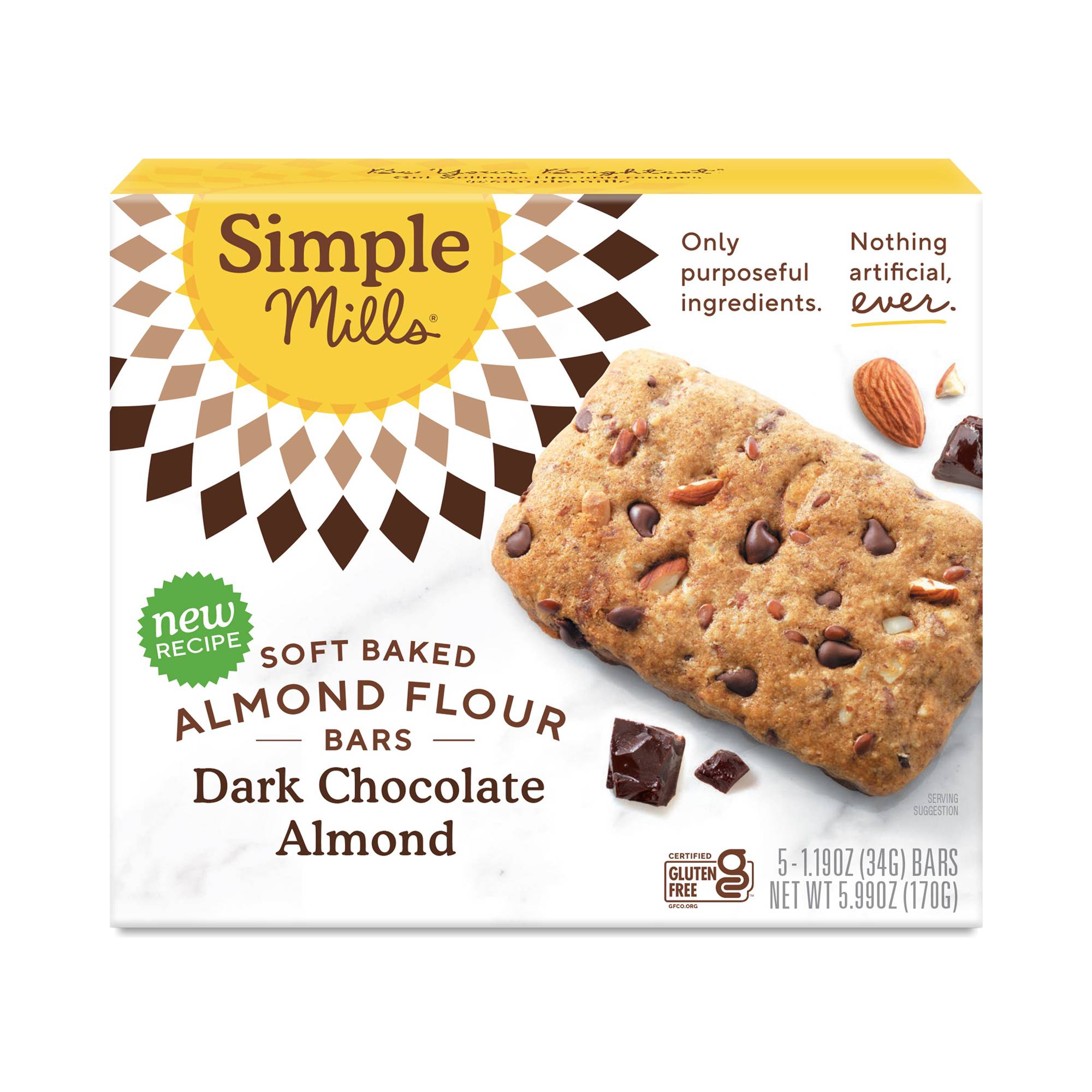 Soft Baked Almond Flour Bars, Dark Chocolate Almond