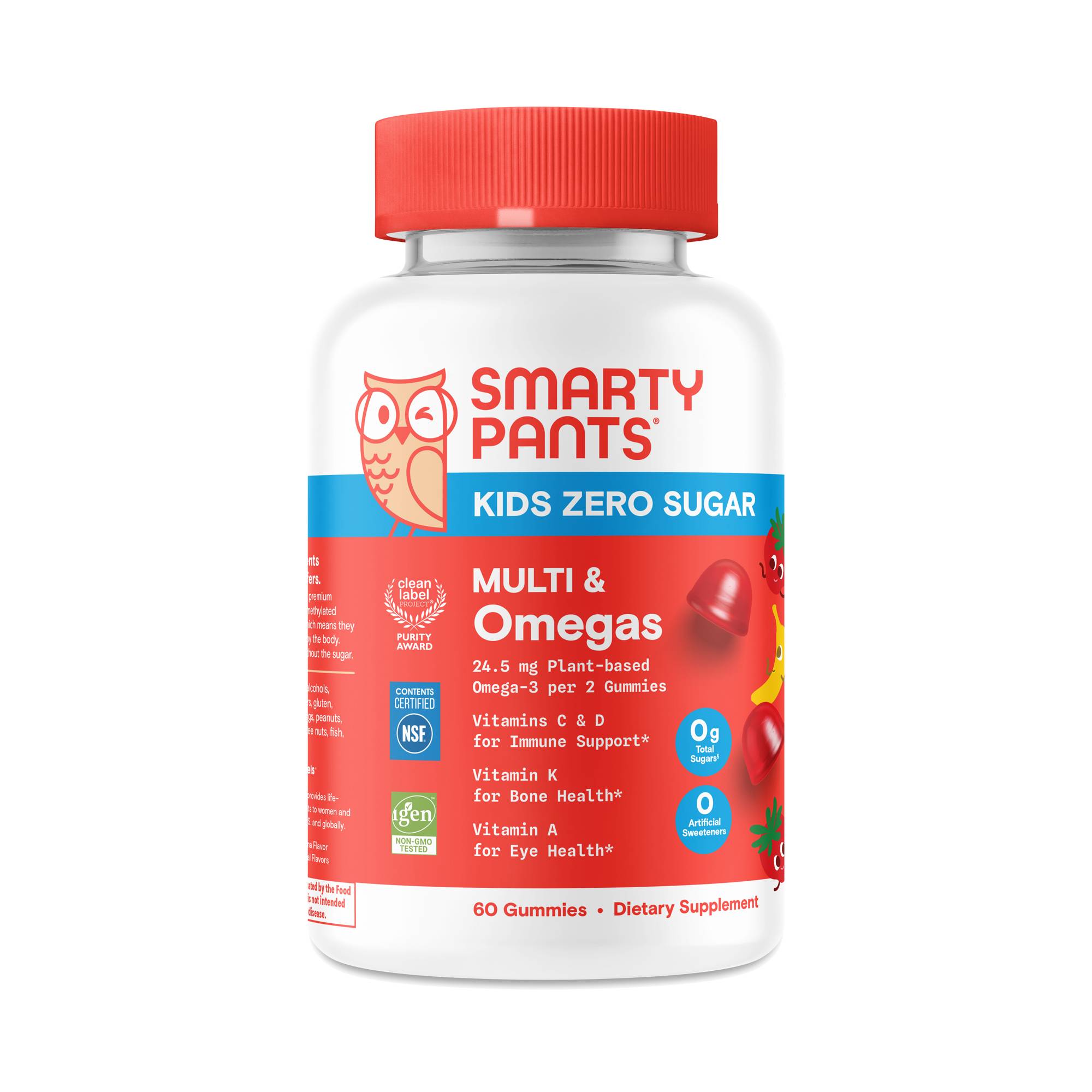Kids Zero Sugar Multi & Omegas Gummies, Strawberry Banana