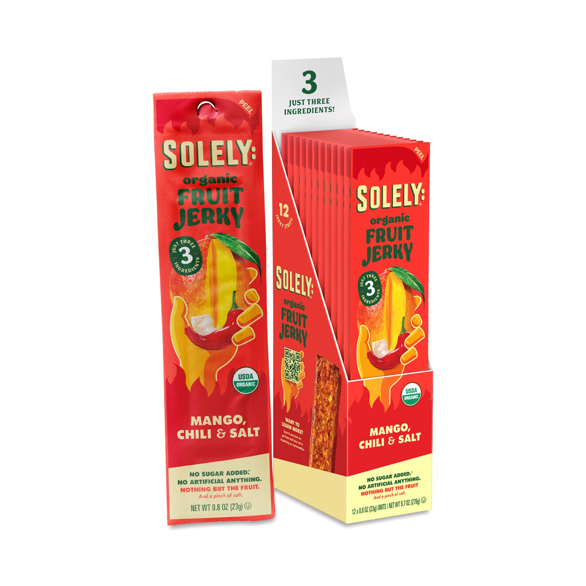 Organic Fruit Jerky, Mango, Chili & Salt, Snack Pack
