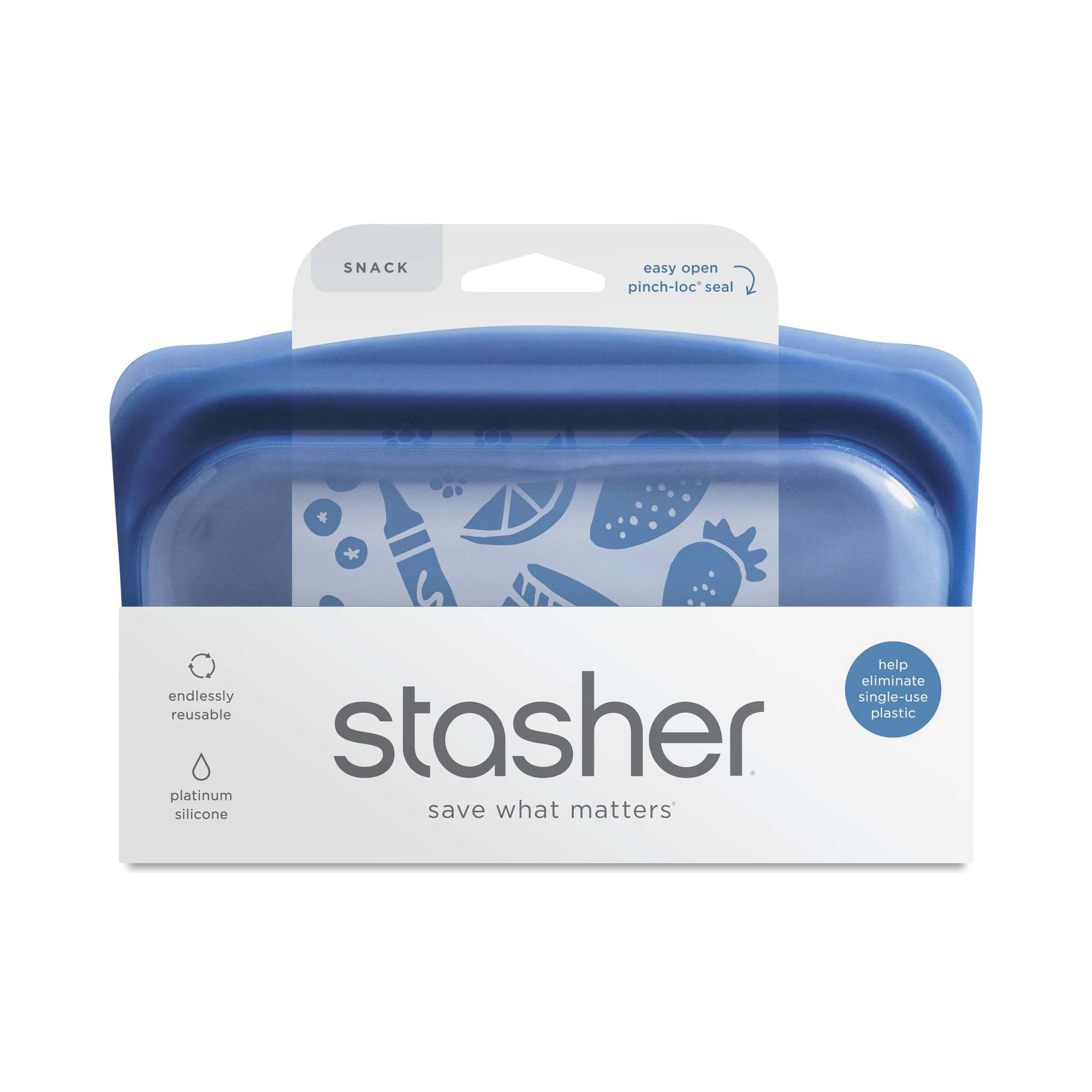 Reusable Silicone Snack Bag, Deep Ocean