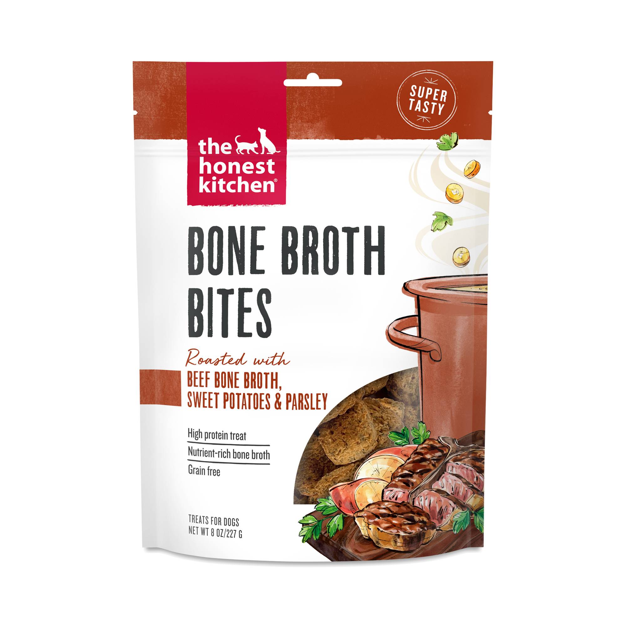Bone Broth Bites Dog Treats, Beef Bone Broth, Sweet Potatoes, & Parsley