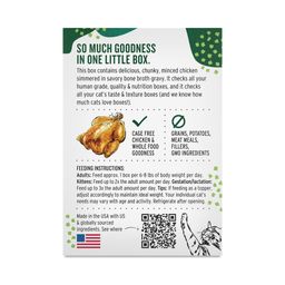 Grain Free Wet Cat Food, Minced Chicken in Bone Broth Gravy