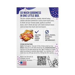 Grain Free Wet Cat Food, Minced Turkey, Chicken & Duck in Bone Broth Gravy