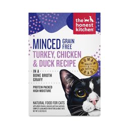 Grain Free Wet Cat Food, Minced Turkey, Chicken & Duck in Bone Broth Gravy