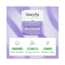 100% Organic Cotton Cover Overnight Pads with Wings, Cooling Herbs