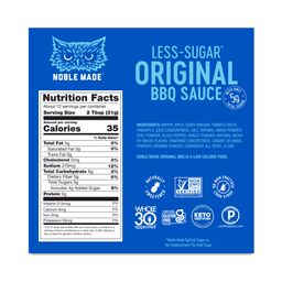 Noble Made BBQ Sauce, Less-Sugar Original