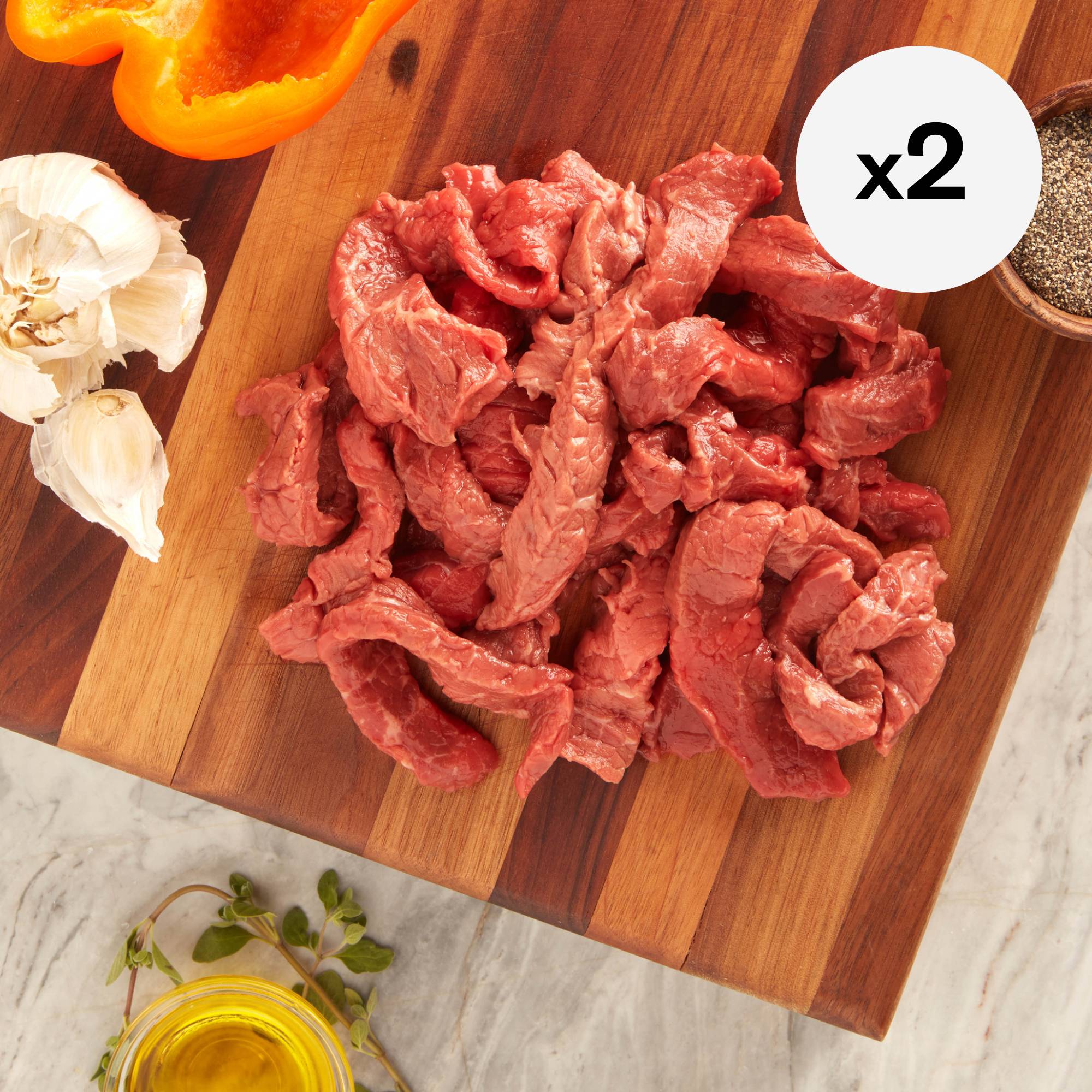 Grass-Fed Organic Beef Strips for Stir Fry, 2 Pack