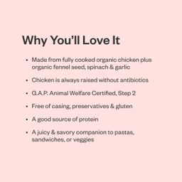 Organic Spinach & Garlic Chicken Sausage, 2-pack