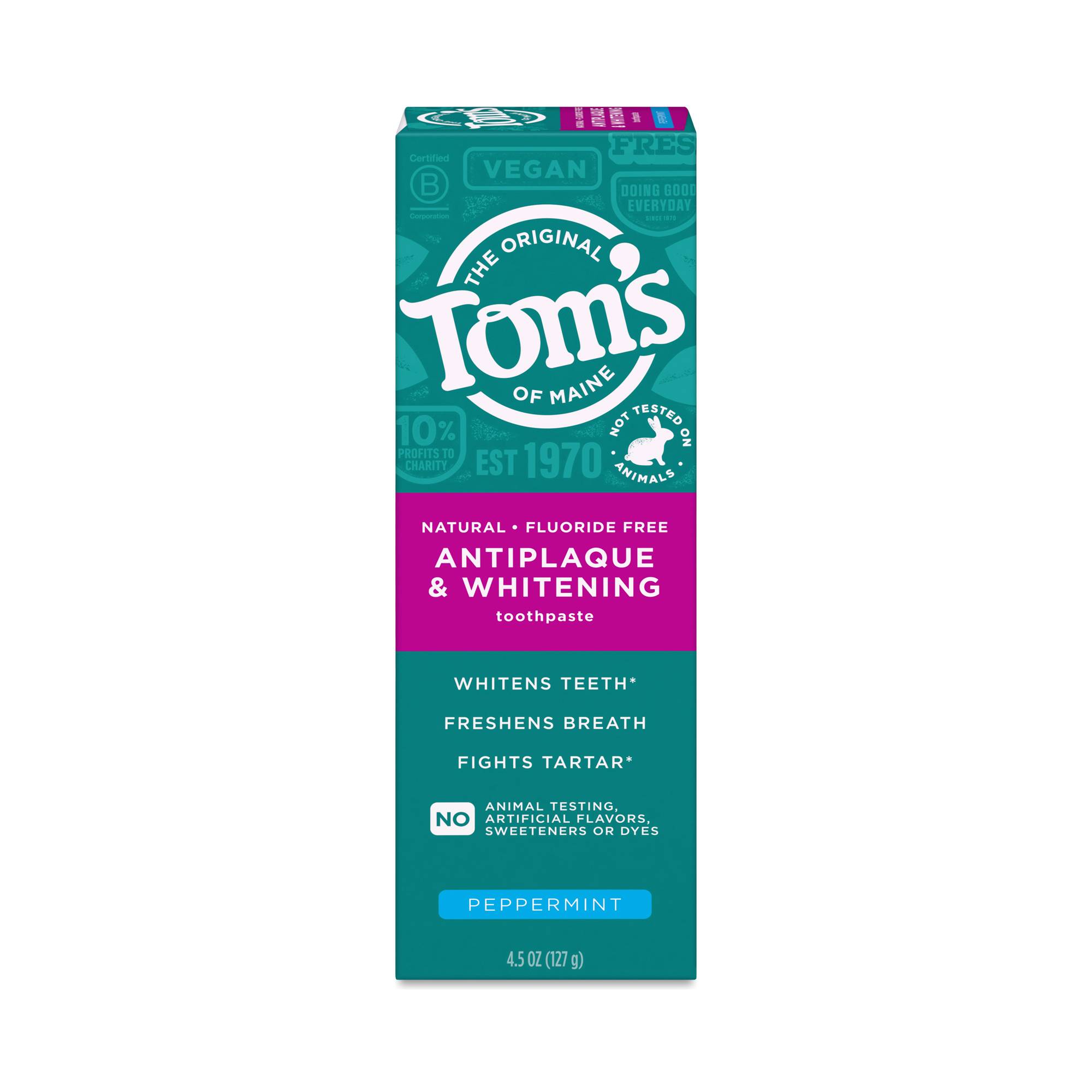 Fluoride-Free Antiplaque & Whitening Toothpaste, Peppermint
